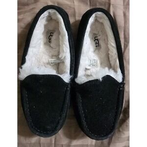 UGG Black Suede Ascot Loafer Slipper Unisex Kids Size 13